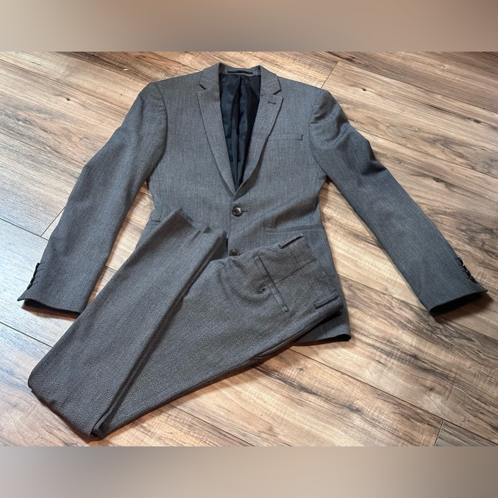 ASOS Mens 2 Piece Suit Skinny Fitted Tweed Grey  34R 30R XS Super Skinny